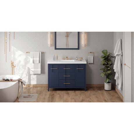 Jeffrey Alexander Katara 49" Hale Blue Single Sink Bathroom Vanity with White Resin Top - 8 in. Widespread Faucet Top