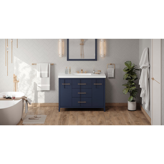 Jeffrey Alexander Katara 49" Hale Blue Single Sink Bathroom Vanity with White Resin Top - 8 in. Widespread Faucet Top