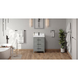Jeffrey Alexander Katara 24" Grey Single Sink Bathroom Vanity with White Quartz Top - 8 in. Widespread Faucet Top - VKITKAT24GRWQR1