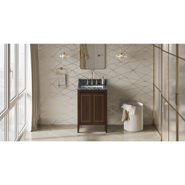 Jeffrey Alexander Percival 24" Dark Walnut Single Sink Bathroom Vanity with Grey Marble Top - 8 in. Widespread Faucet Top