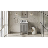 Jeffrey Alexander Percival 24" Grey Single Sink Bathroom Vanity with White Carrara Marble Top - 8 in. Widespread Faucet Top