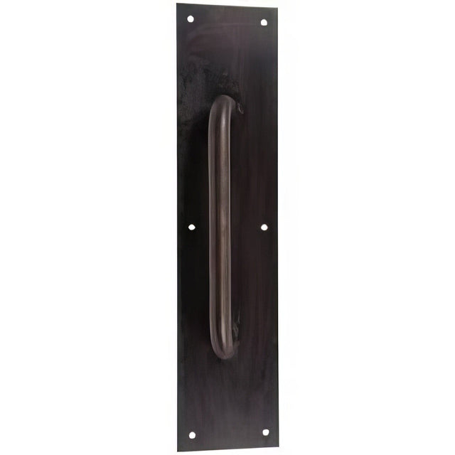 Ives 8302810B315 83028-315 3-1/2" x 15" Brass Pull Plate with 3/4" Round Handle on 8" Center Oil Rubbed Bronze