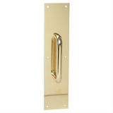 Ives 830283416 83028-416-8 4" x 16" Brass Pull Plate with 3/4" Round Handle on 8" Center Polished Brass