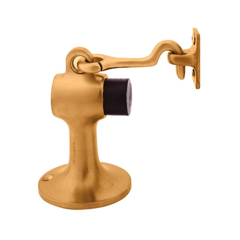 Ives FS44610 FS446 3-3/4" Height Cast Brass Floor Door Stop with Manual Hold-Open Hook Satin Bronze