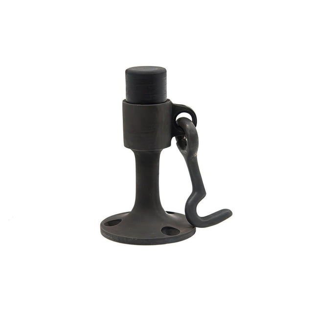 Ives WS44910B WS449 Cast Brass or Aluminum Wall Door stop with Manual Hold-Open Hook 5-3/4" Projection Using Wood Screws Oil Rubbed Bronze