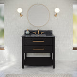 Jeffrey Alexander Kipling 37" Black Single Sink Bathroom Vanity with Grey Marble Top - Single-Hole Faucet Top