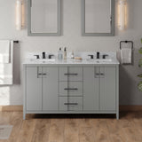 Jeffrey Alexander Katara 60" Grey Double Sink Bathroom Vanity with White Carrara Marble Top - 8 in. Widespread Faucet Top product image 2