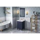 Jeffrey Alexander Chatham 24" Hale Blue Single Sink Bathroom Vanity with Calacatta Vienna Quartz Top - 8 in. Widespread Faucet Top