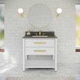 Jeffrey Alexander Kipling 37" White Single Sink Bathroom Vanity with Grey Quartz Top - Single-Hole Faucet Top