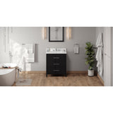 Jeffrey Alexander Katara 30" Black Single Sink Bathroom Vanity with White Quartz Top - 8 in. Widespread Faucet Top - VKITKAT30BKWQR