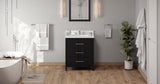 Jeffrey Alexander Katara 30" Black Single Sink Bathroom Vanity with White Quartz Top - 8 in. Widespread Faucet Top - VKITKAT30BKWQR product image 6