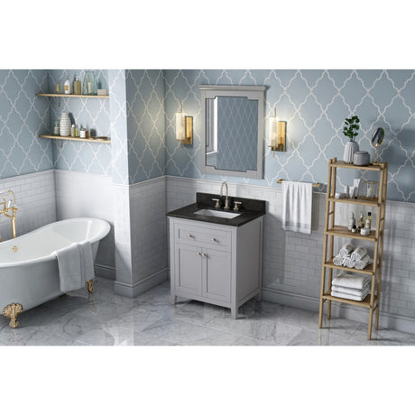 Jeffrey Alexander Chatham 30" Grey Single Sink Bathroom Vanity with Black Granite Top - 8 in. Widespread Faucet Top