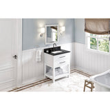 Jeffrey Alexander Wavecrest 30" White Single Sink Bathroom Vanity with Black Granite Top - 8 in. Widespread Faucet Top