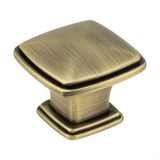 Jeffrey Alexander 1091AB 1091 Milan 1 1-3/16" Zinc Plain Square Cabinet Knob Brushed Antique Brass