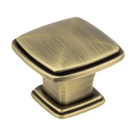 Jeffrey Alexander 1091AB 1091 Milan 1 1-3/16" Zinc Plain Square Cabinet Knob Brushed Antique Brass