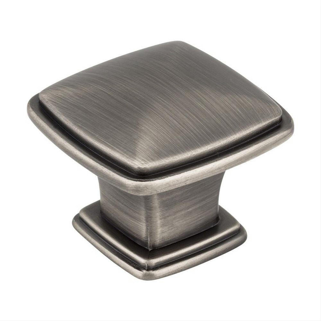 Jeffrey Alexander 1091BNBDL 1091 Milan 1 1-3/16" Zinc Plain Square Cabinet Knob Brushed Pewter