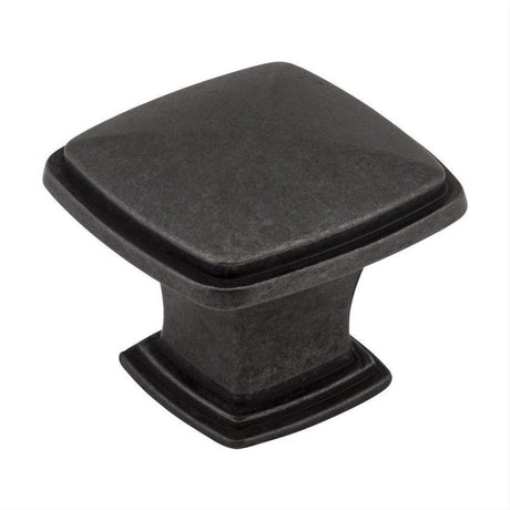 Jeffrey Alexander 1091DACM 1091 Milan 1 1-3/16" Zinc Plain Square Cabinet Knob Gun Metal