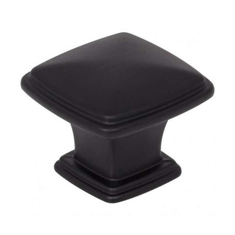 Jeffrey Alexander 1091MB 1091 Milan 1 1-3/16" Zinc Plain Square Cabinet Knob Matte Black
