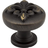 Jeffrey Alexander 218ABSB 218 Lafayette 1-3/8" Zinc Fleur-de-lis Cabinet Knob Antique Brushed Satin Brass