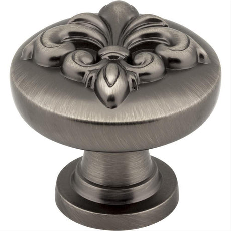 Jeffrey Alexander 218BNBDL 218 Lafayette 1-3/8" Zinc Fleur-de-lis Cabinet Knob Brushed Pewter