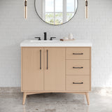 Jeffrey Alexander Dashwood Natural Oak Single Sink Bathroom Vanity with White Resin Top - 8 in. Widespread Faucet Top - VKITDAS42NORER