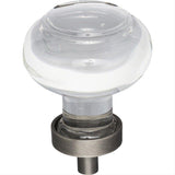 Jeffrey Alexander G120BNBDL G120 Harlow 1-7/16" Zinc Small Button Glass Cabinet Knob Brushed Pewter