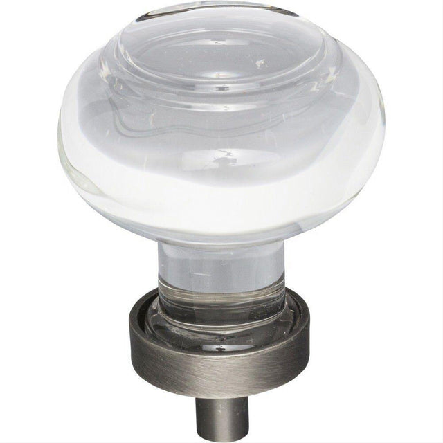 Jeffrey Alexander G120BNBDL G120 Harlow 1-7/16" Zinc Small Button Glass Cabinet Knob Brushed Pewter