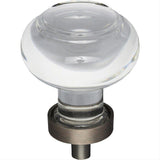 Jeffrey Alexander G120DBAC G120 Harlow 1-7/16" Zinc Small Button Glass Cabinet Knob Brushed Oil Rubbed Bronze