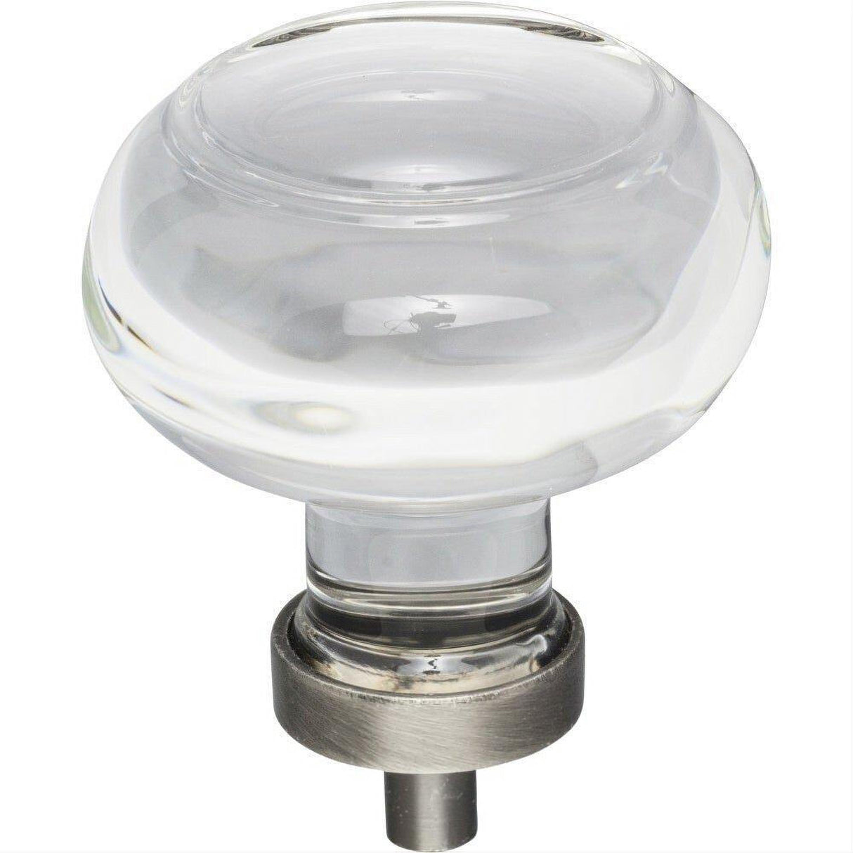 Jeffrey Alexander G120L-BNBDL Harlow 1-3/4" Zinc Large Button Glass Cabinet Knob Brushed Pewter