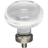 Jeffrey Alexander G120L-BNBDL Harlow 1-3/4" Zinc Large Button Glass Cabinet Knob Brushed Pewter