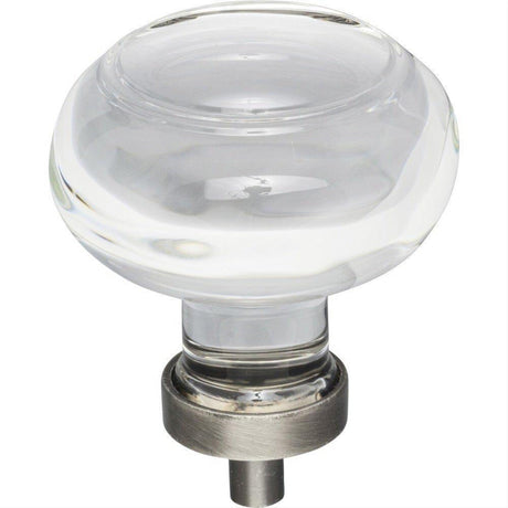 Jeffrey Alexander G120L-BNBDL Harlow 1-3/4" Zinc Large Button Glass Cabinet Knob Brushed Pewter