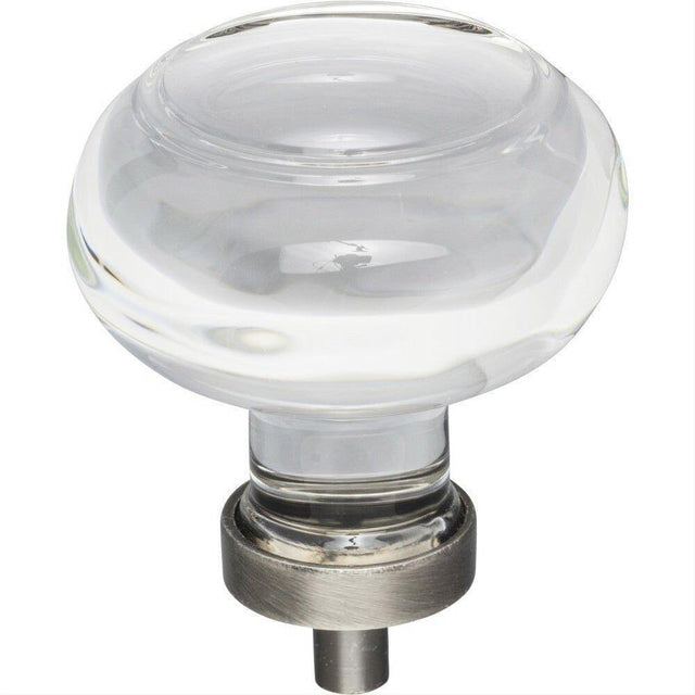 Jeffrey Alexander G120L-BNBDL Harlow 1-3/4" Zinc Large Button Glass Cabinet Knob Brushed Pewter