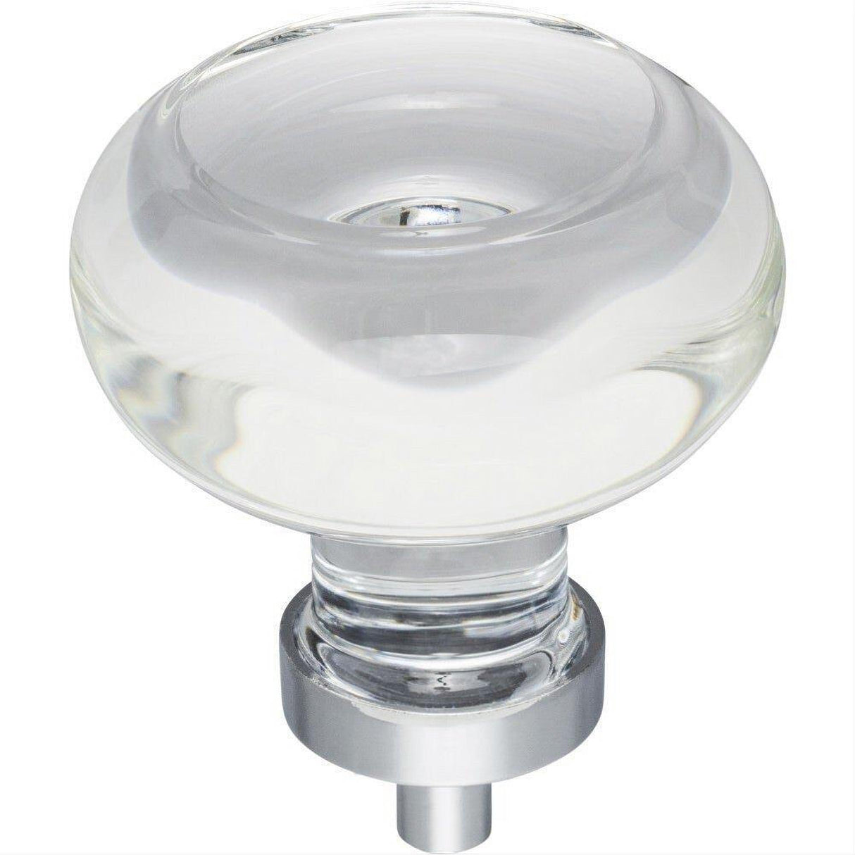 Jeffrey Alexander G120L-PC Harlow 1-3/4" Zinc Large Button Glass Cabinet Knob Polished Chrome