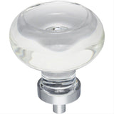 Jeffrey Alexander G120L-PC Harlow 1-3/4" Zinc Large Button Glass Cabinet Knob Polished Chrome