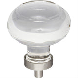 Jeffrey Alexander G120L-SN Harlow 1-3/4" Zinc Large Button Glass Cabinet Knob Satin Nickel