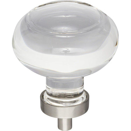 Jeffrey Alexander G120L-SN Harlow 1-3/4" Zinc Large Button Glass Cabinet Knob Satin Nickel