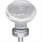 Jeffrey Alexander G120PC G120 Harlow 1-7/16" Zinc Small Button Glass Cabinet Knob Polished Chrome