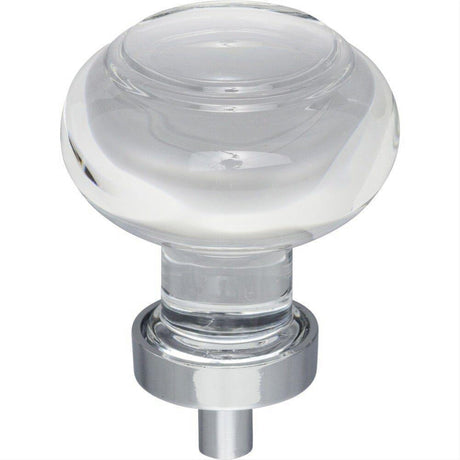 Jeffrey Alexander G120PC G120 Harlow 1-7/16" Zinc Small Button Glass Cabinet Knob Polished Chrome