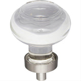 Jeffrey Alexander G120SN G120 Harlow 1-7/16" Zinc Small Button Glass Cabinet Knob Satin Nickel