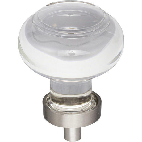 Jeffrey Alexander G120SN G120 Harlow 1-7/16" Zinc Small Button Glass Cabinet Knob Satin Nickel