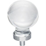 Jeffrey Alexander G130L-PC Harlow 1-3/8" Zinc Large Sphere Glass Cabinet Knob Polished Chrome