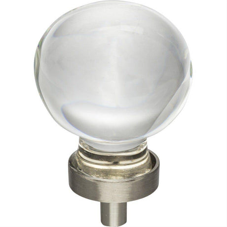 Jeffrey Alexander G130L-SN Harlow 1-3/8" Zinc Large Sphere Glass Cabinet Knob Satin Nickel
