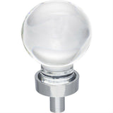 Jeffrey Alexander G130PC G130 Harlow 1-1/16" Zinc Small Sphere Glass Cabinet Knob Polished Chrome