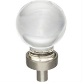 Jeffrey Alexander G130SN G130 Harlow 1-1/16" Zinc Small Sphere Glass Cabinet Knob Satin Nickel