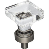 Jeffrey Alexander G140BNBDL G140 Harlow 1" Zinc Small Square Glass Cabinet Knob Brushed Pewter