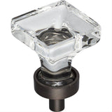 Jeffrey Alexander G140DBAC G140 Harlow 1" Zinc Small Square Glass Cabinet Knob Brushed Oil Rubbed Bronze