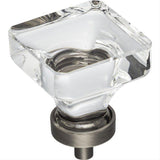 Jeffrey Alexander G140L-BNBDL Harlow 1-3/8" Zinc Large Square Glass Cabinet Knob Brushed Pewter