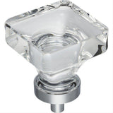 Jeffrey Alexander G140L-PC Harlow 1-3/8" Zinc Large Square Glass Cabinet Knob Polished Chrome