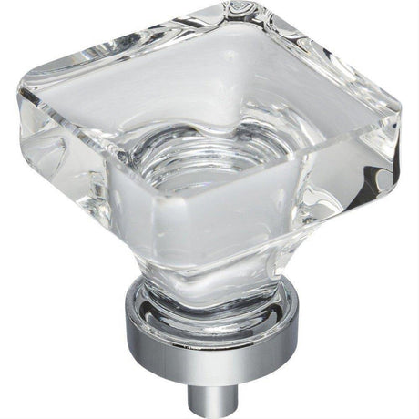 Jeffrey Alexander G140L-PC Harlow 1-3/8" Zinc Large Square Glass Cabinet Knob Polished Chrome