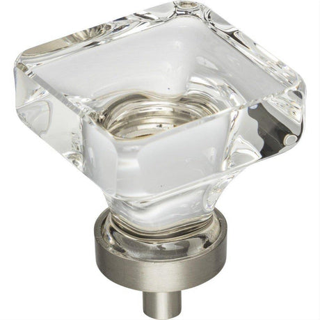 Jeffrey Alexander G140L-SN Harlow 1-3/8" Zinc Large Square Glass Cabinet Knob Satin Nickel